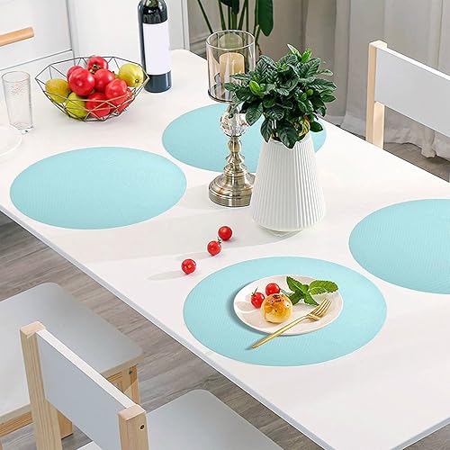 Miniatura 6 de Manteles individuales redondos lavables de color verde azulado claro para mesa de comedor, manteles individuales tejidos para cocina, interiores y