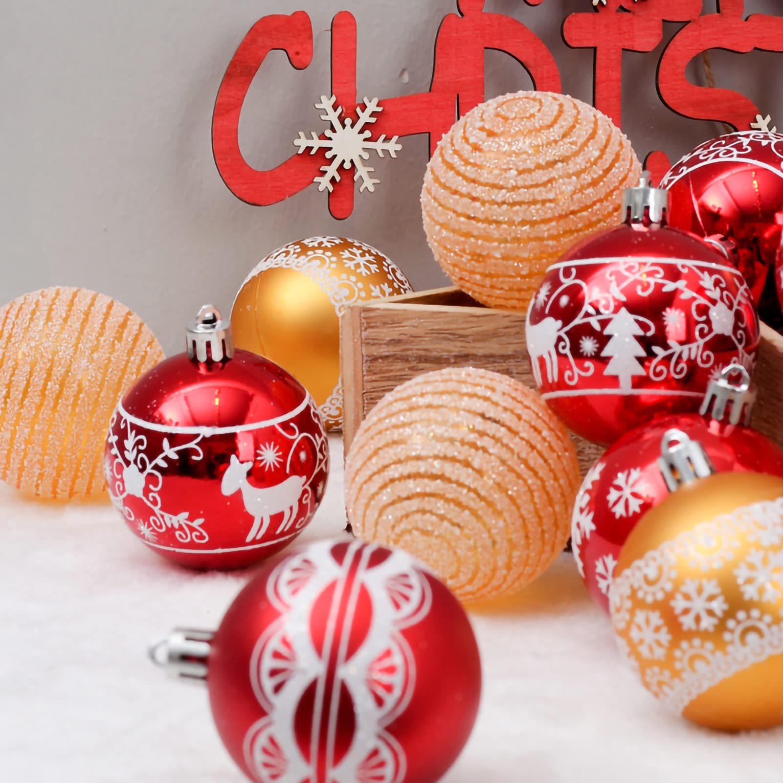 Palline Di Natale Vacanze 60mm / 2.36 "Pendenti dell'albero di Natale pendenti decorativi Appeso Baubles Badbles Balls Ornamenti for vacanze Party Wreath Tree, 24 pz Decorazioni Natalizie(A)
