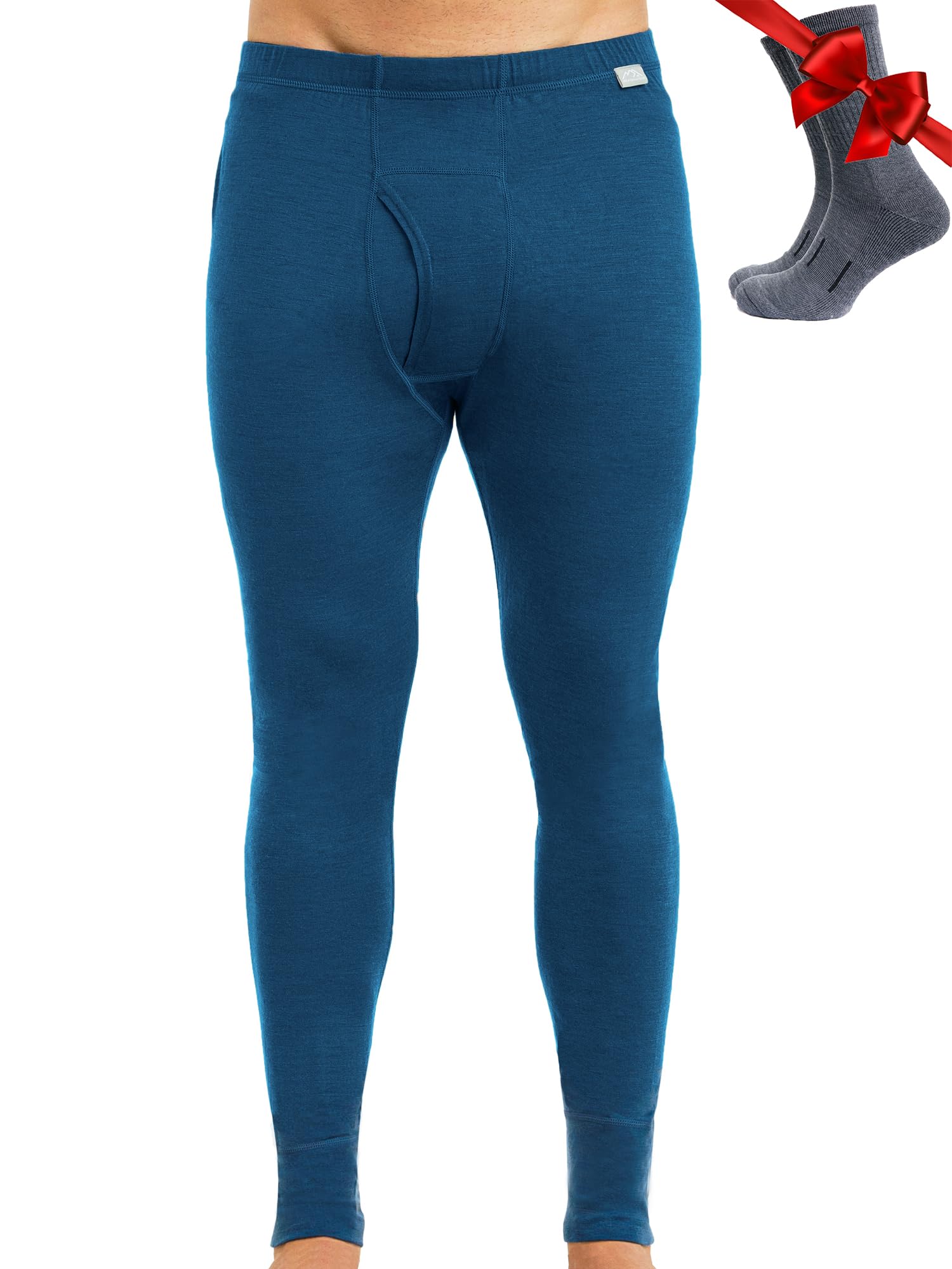 100% Merino Wool Base Layer Mens Pants - Thermal Underwear Long Johns
