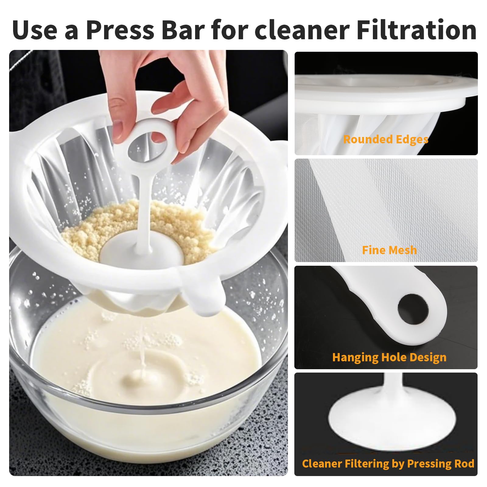 Set 3 Setacci Per Farina Verdi Con Manico Lungo - Filtri A Maglia Fine In Plastica, Appendibili, Perfetti Per Dolci, Tè, Caffè E Cucina.