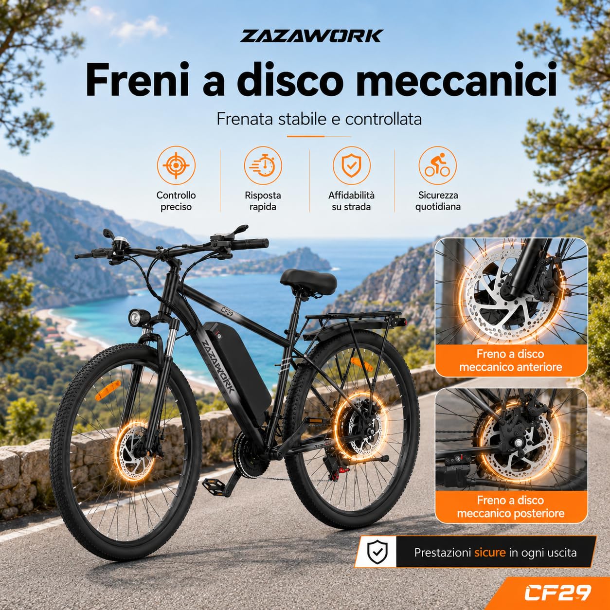 Bici Elettrica Uomo 48v15ah Batteria Rimovibile，21 Velocità Bicicletta Elettrica Adulti，25 Km/H&Autonomia Di 80-100km Mountain Elettrico Bike，Ebike Pedalata Assistita Con Acceleratore