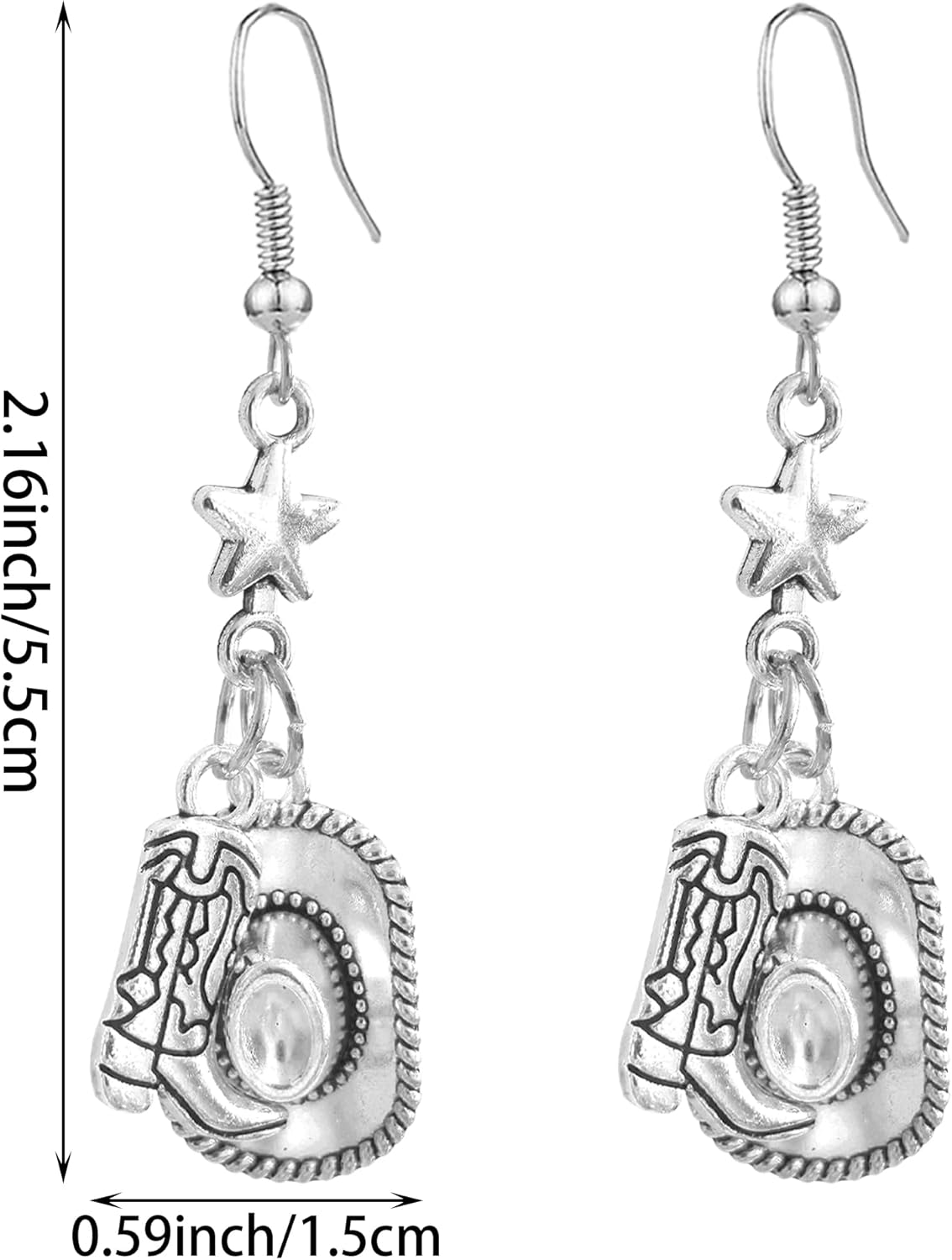 Western Country Cowgirl Boot Hat and Cowboy Earrings for Women - Farm Lover Charm - Image 2