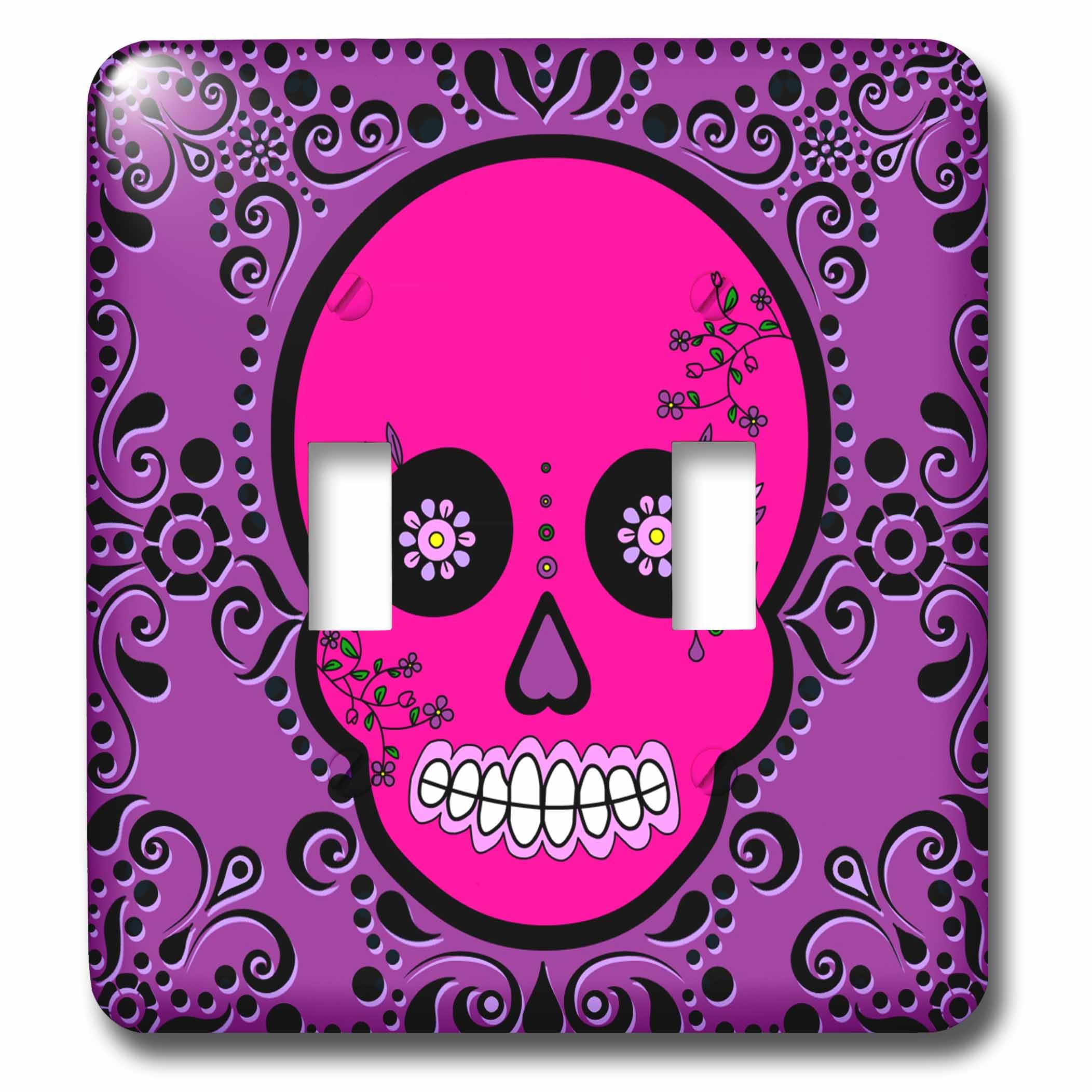 Interrupteur à baïonnette Day of the Dead décor Crâne de Sucre rose et noir
