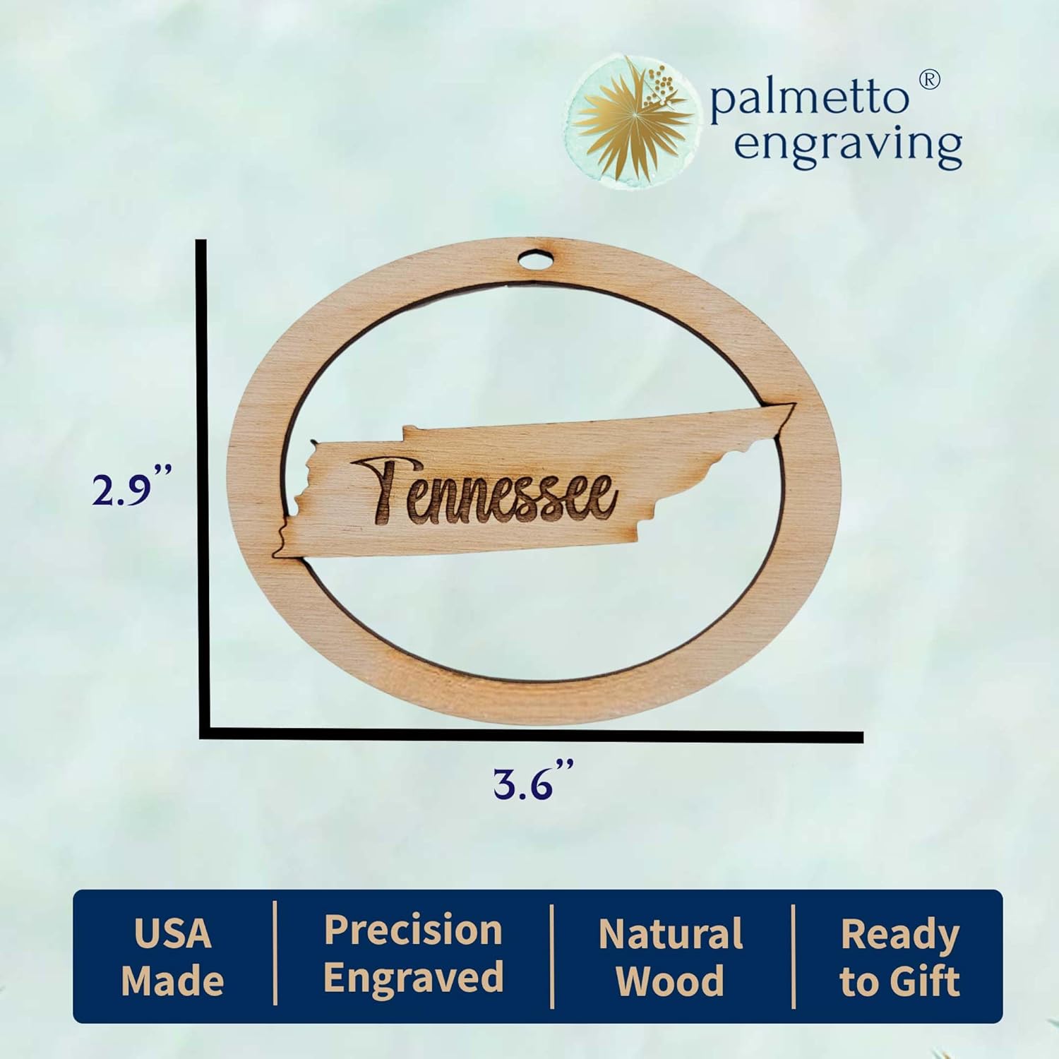 10PK Personalized Tennessee Ornaments for Christmas Tree, Volunteer State Keepsakes, Decorations and Souvenirs