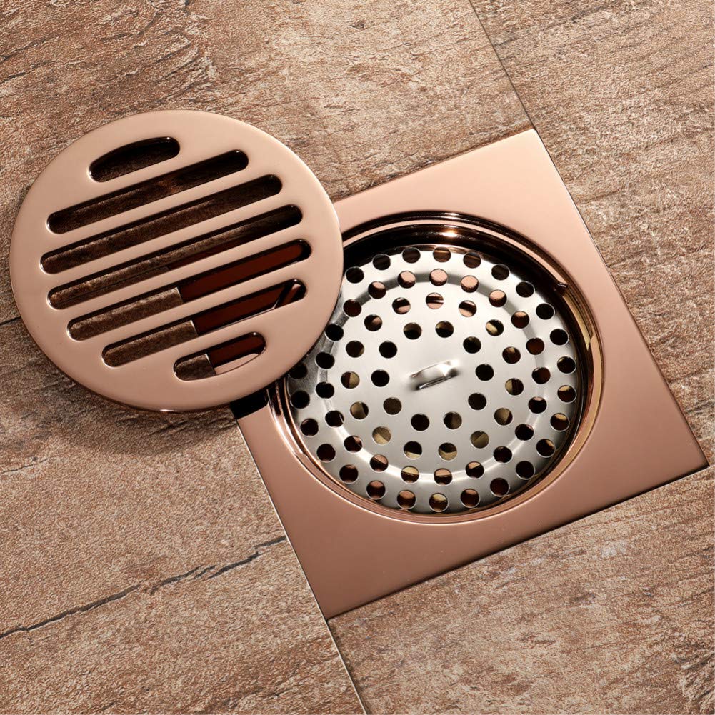 Desagüe de Suelo para Ducha, desagüe de Suelo de latón Dorado Rosa, desagüe de Suelo antiolor para Inodoro y baño