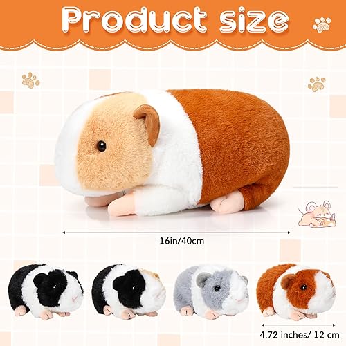 Miniatura 2 de 5 animales de peluche realistas de conejillo de indias de 16 pulgadas, con 4 lindos peluches de conejillo de indias, almohada de muñeca de conejillo