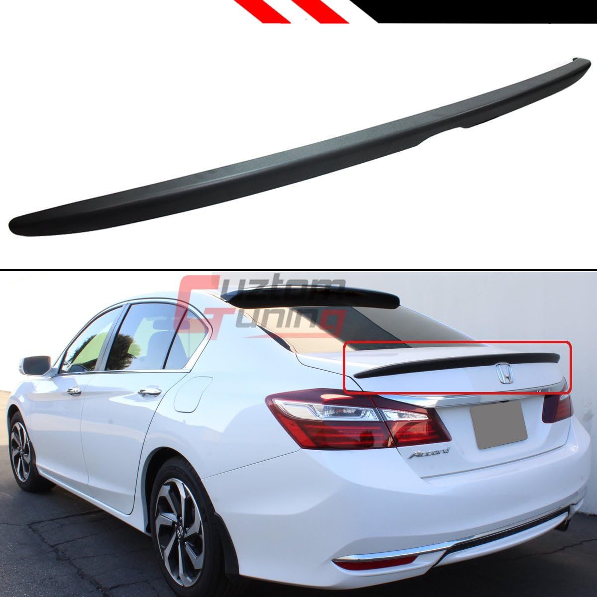Primer Matted Black Finish Sport Style Flush Fit Trunk Lid Spoiler Wing Compatible with 2013-2017 Honda Accord 4 Door Sedan