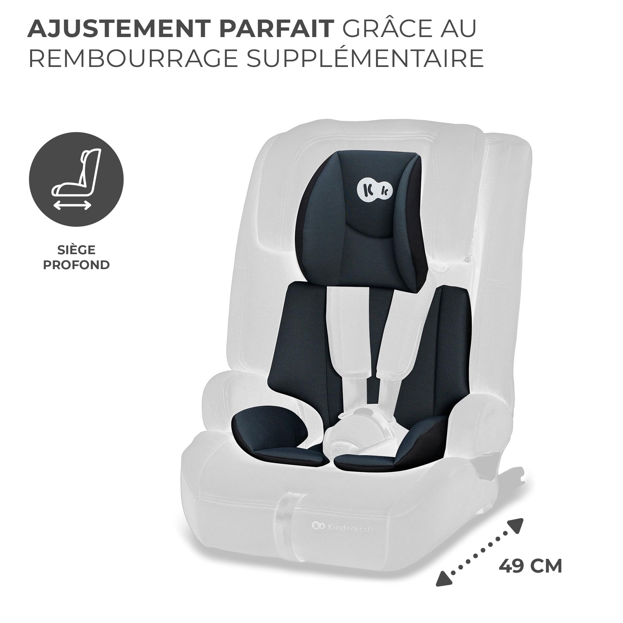 Kinderkraft SAFETY-FIX2 I-SIZE 76-150 cm Fotelik samochodowy Isofix 9-36 kg Noir