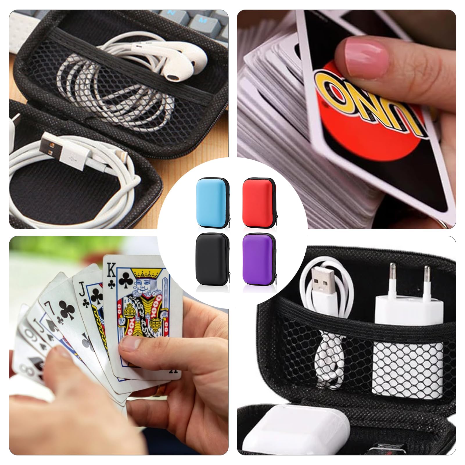 Yuannee Playing Card Storage Kit,4 PCS Expandable Flip Case for Uno Cards Board Games Durable Travel Card Holder with Adjustable Shoulder Strap Portable Multi-Function Organiser Box - Image 2