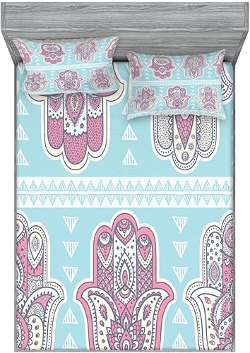 Miniatura 4 de Ambesonne Juego de sábanas bajeras y fundas de almohada de pato de goma, divertido diseño de círculos de patos, juguetes de baño con burbujas de