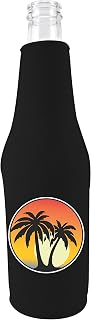 Palm Tree Sunset Beer Bottle Coolie (1, Black)