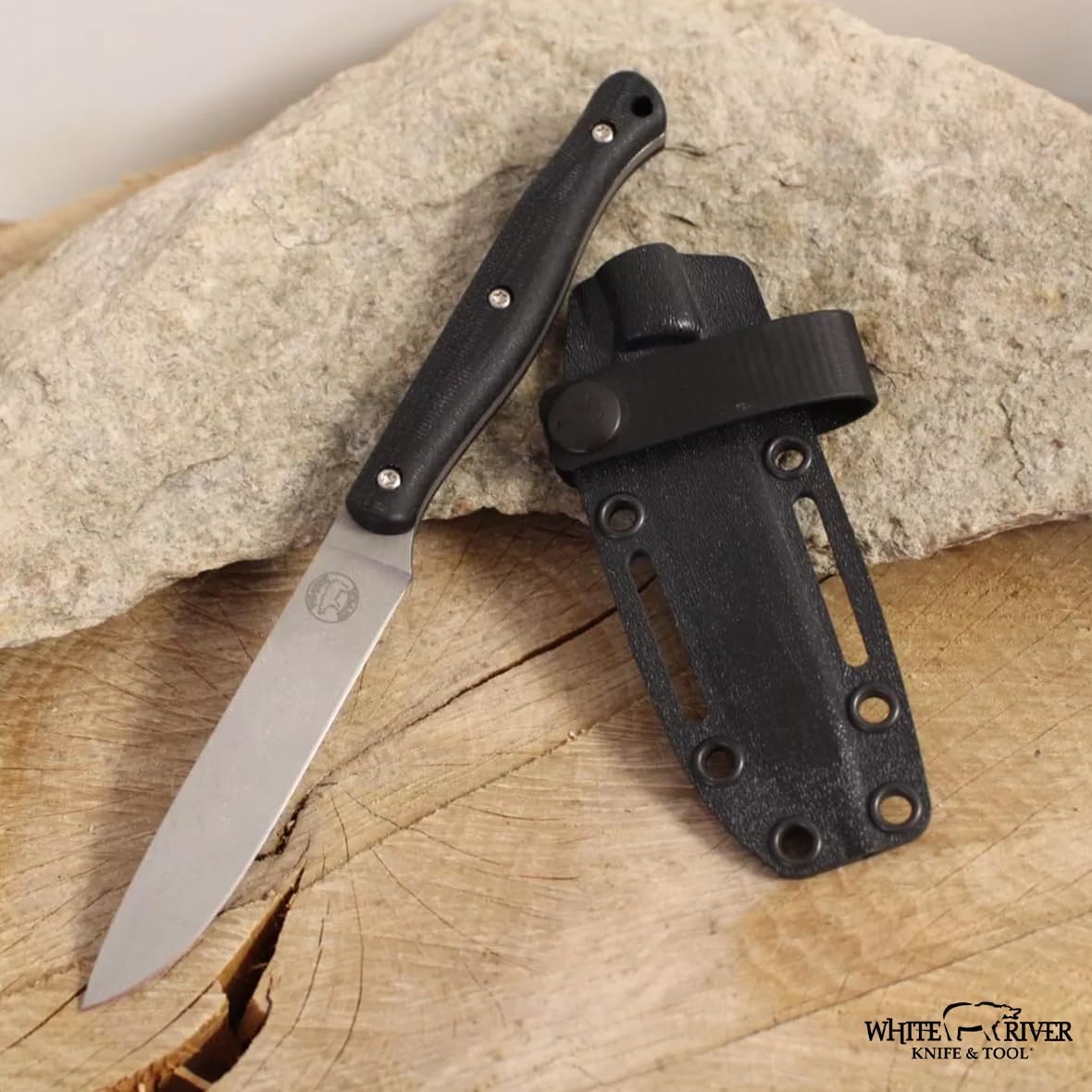 White River Exodus 4, Black Burlap Micarta Handle
