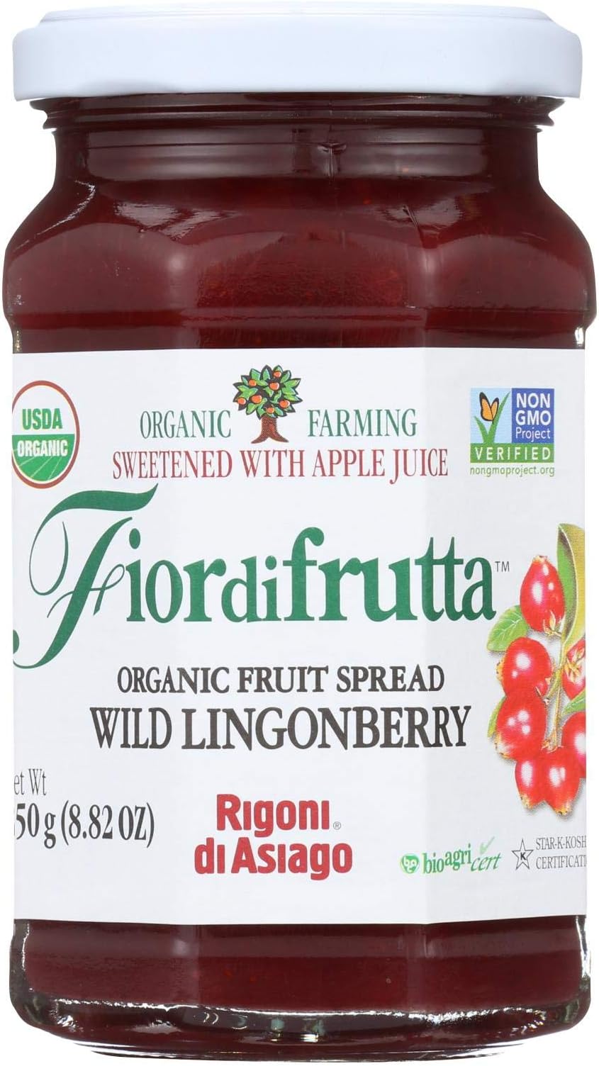 Fiordifrutta Organic Fruit Spread Lingonberry - Fruit Spread Lingonberry - Case of 6 - 8.82 oz.