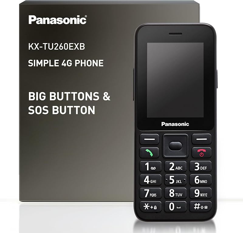 Telefon mobil pentru seniori Panasonic KX-TU260EXB 4G, IP44, USB-C, ecran 2,4" - negru