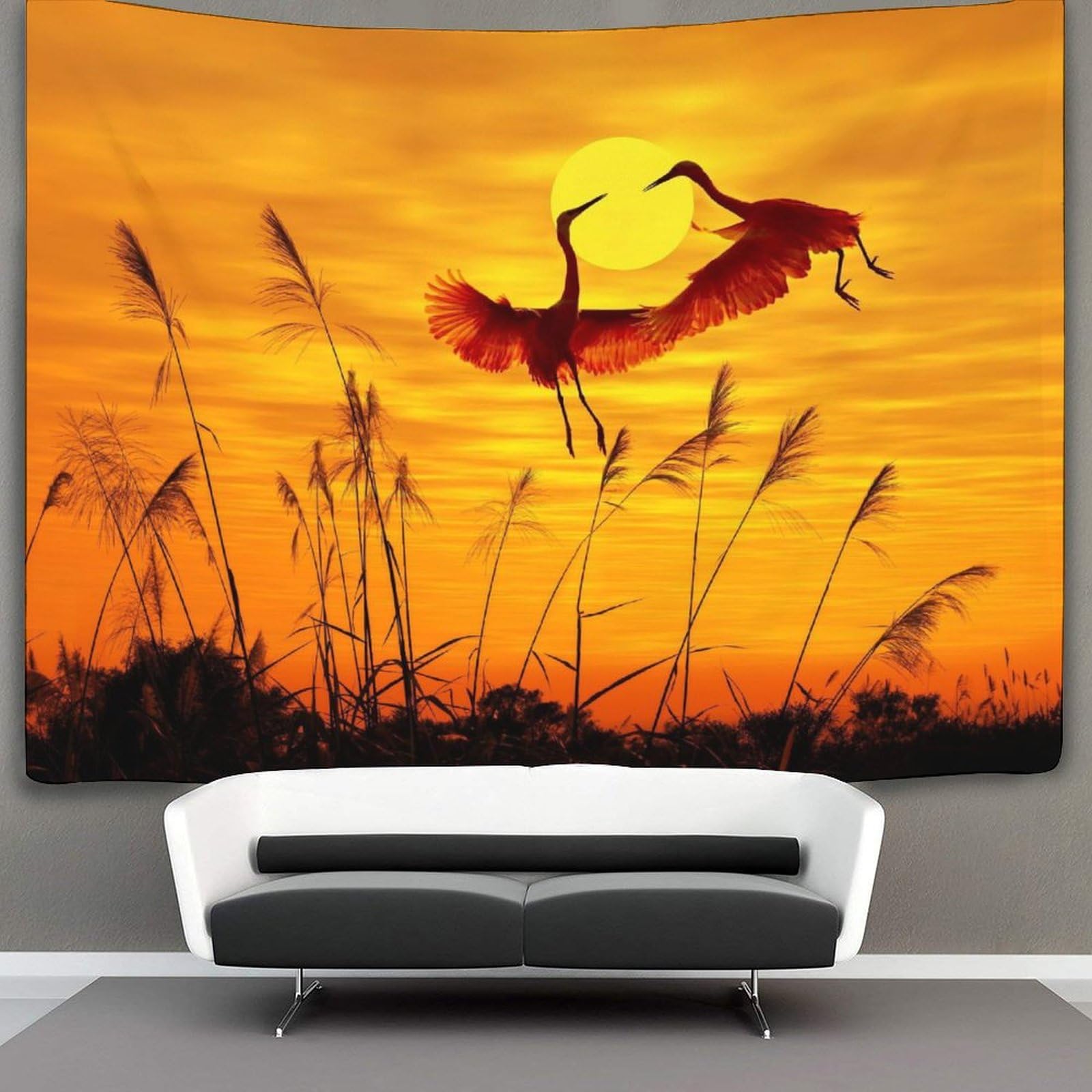 kaiyun Birds Animals Tapestry Wall Hanging Sunset Heron Art for Bedroom Living Room Dorm Decor 130cmx150cm