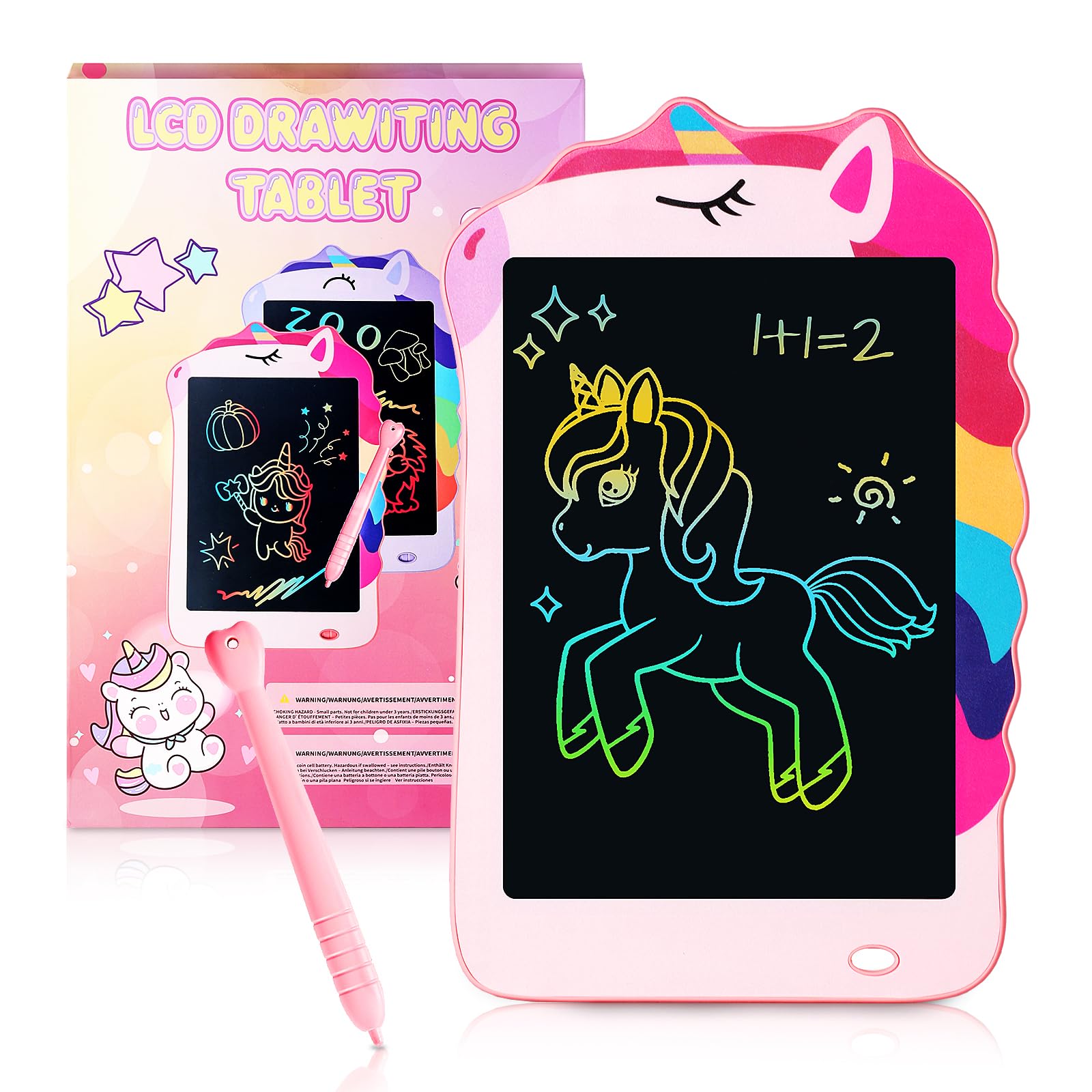 Unicorn Toys LCD Writing Tablet for Girls Kids, Colorful Toddler Toys Drawing Board, Educational Kid Toys Doodle Pad Toys for 3 4 5 6-12 Years Old Girls Boys Birthday Party Christmas Gift, 8.5 Inch