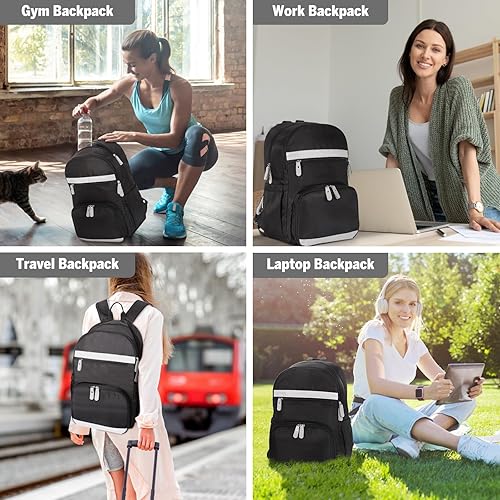 Miniatura 7 de MoKo Mochila de gimnasio para mujer, mochila de viaje grande con compartimento para zapatos, bolsa deportiva con bolsillos húmedos, mochila para