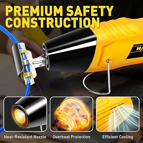 Miniatura 4 de haisstronica Mini Pistola de Calor 350W, 2 Ajustes de Temperatura 482°F & 752°F (250°C & 400°C) Herramienta de Aire Caliente con Soporte de Metal,