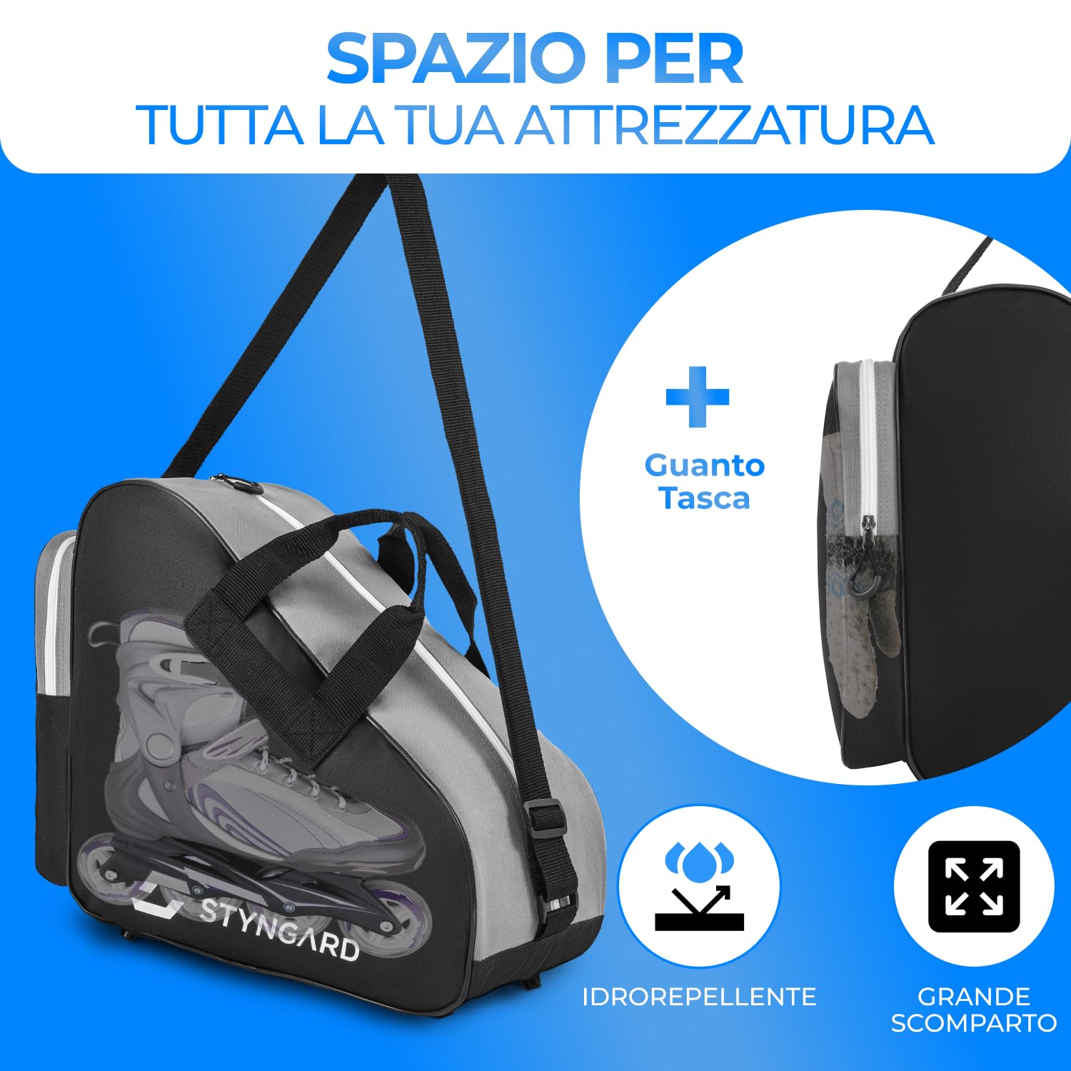 STYNGARD Borsa per pattini da ghiaccio - Borsa pattini ghiaccio e pattini in linea realizzata in materiale resistente - Modello Montreal