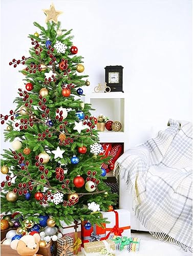 Miniatura 4 de 2 guirnaldas de bayas rojas artificiales de 5.7 pies, decoraciones de Navidad, bayas de acebo, vid para Navidad, invierno, vacaciones, chimenea,