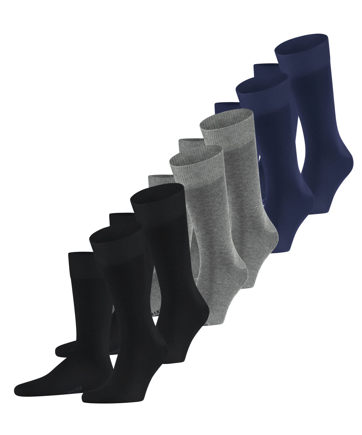 FALKE Men's Happy Multipack M So Cotton Plain 6 Pairs Socks, Multicolor Black Blue Grey 0020, 8.5-11