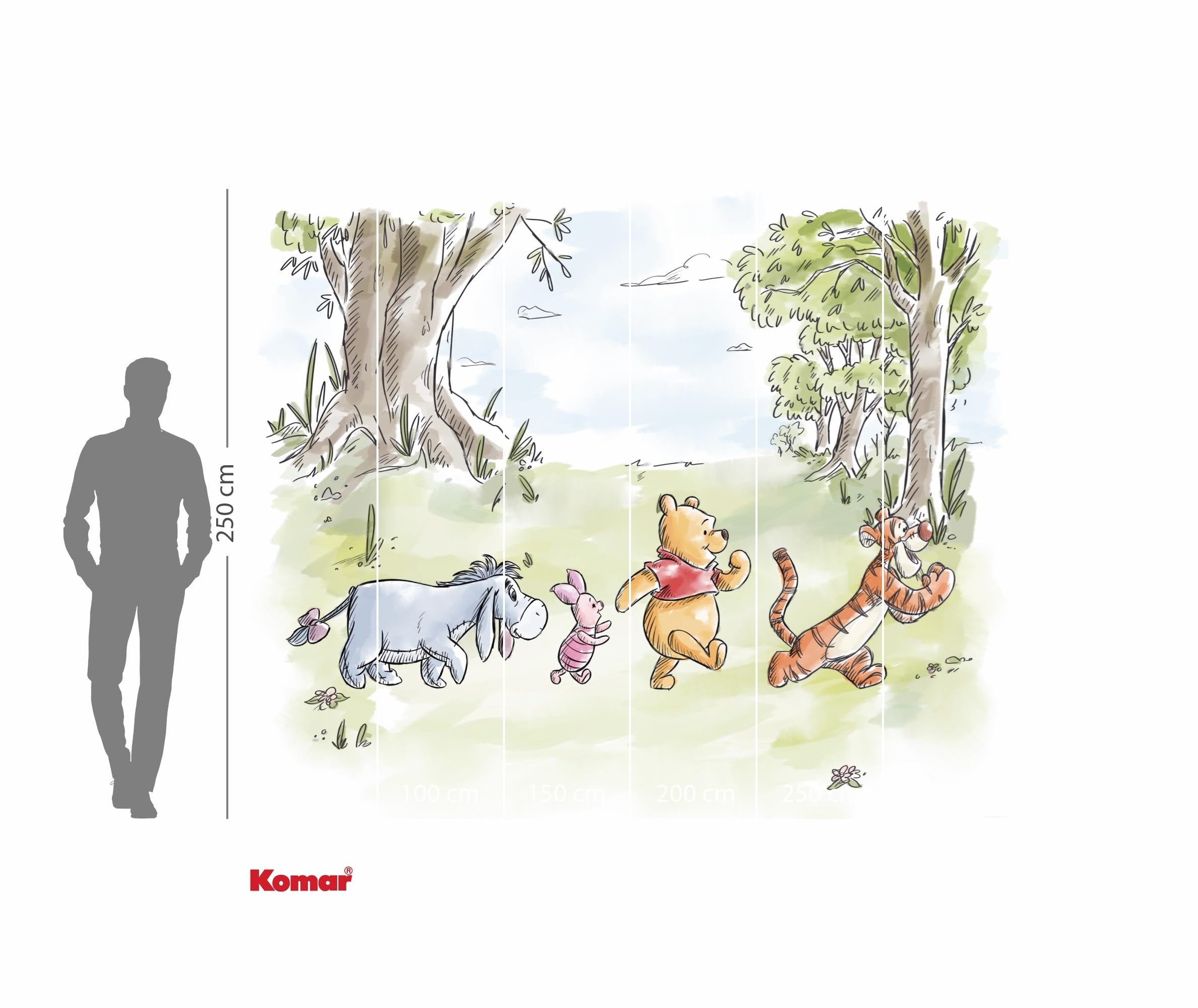 Komar Non-Woven Photo Wallpaper Disney Winnie The Pooh Walk Together Size 300 x 250 cm Children's Wallpaper Children's Wallpaper - Image 3