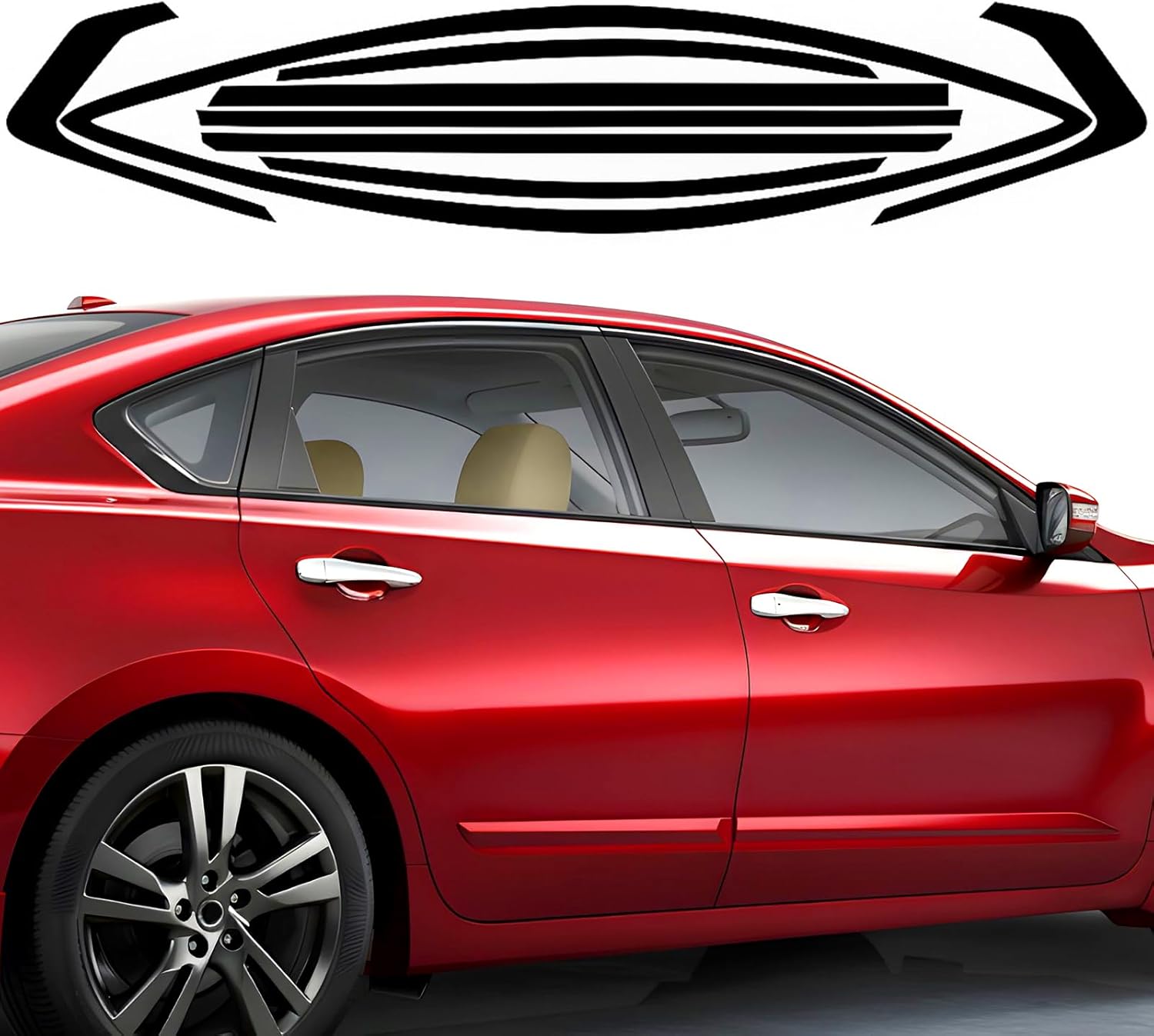 Side Chrome Delete Vinyl Wrap Kit fit for 2013 2014 2015 2016 2017 2018 Nissan Altima Window Trim with Gloss Black Blackout Film