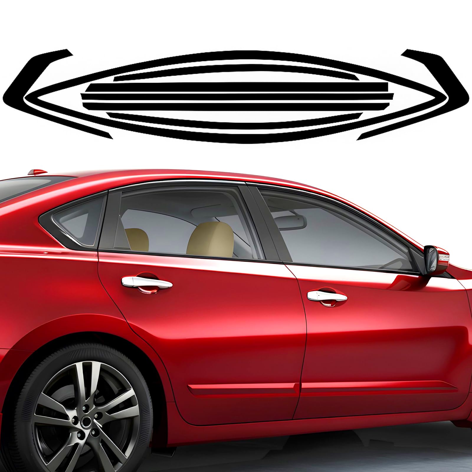 Photo 1 of MusTree Side Chrome Delete Vinyl Wrap Kit fit for 2013 2014 2015 2016 2017 2018 Nissan Altima Window Trim with Gloss Black Blackout Film