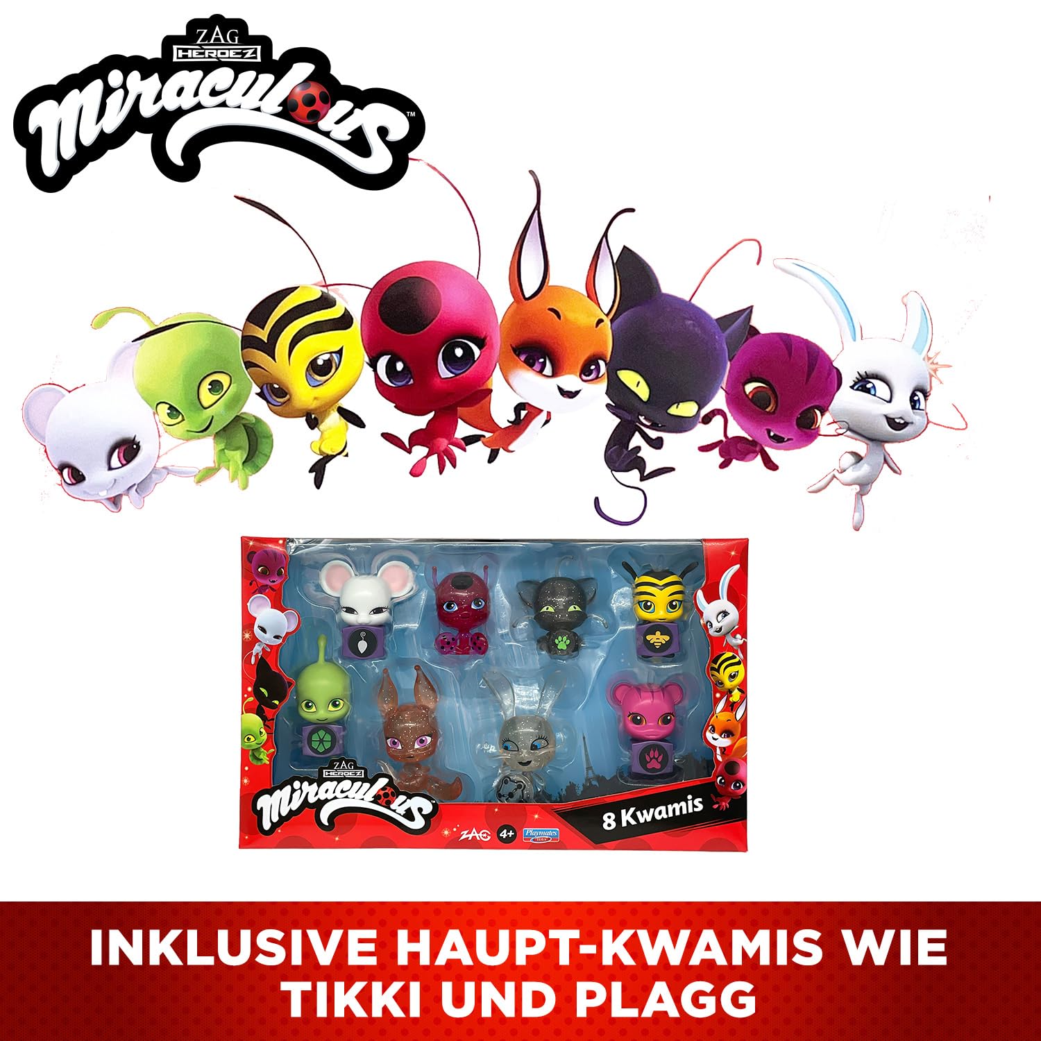BANDAI - Miraculous - Pack mit 8 Kwamis – Mini-Figuren Sammlung - Spiel Schatulle Set mit 8 Kwamis - Kleine süße Miraculous Ladybug Figuren - Spielzeug ab 4 Jahren - P50532