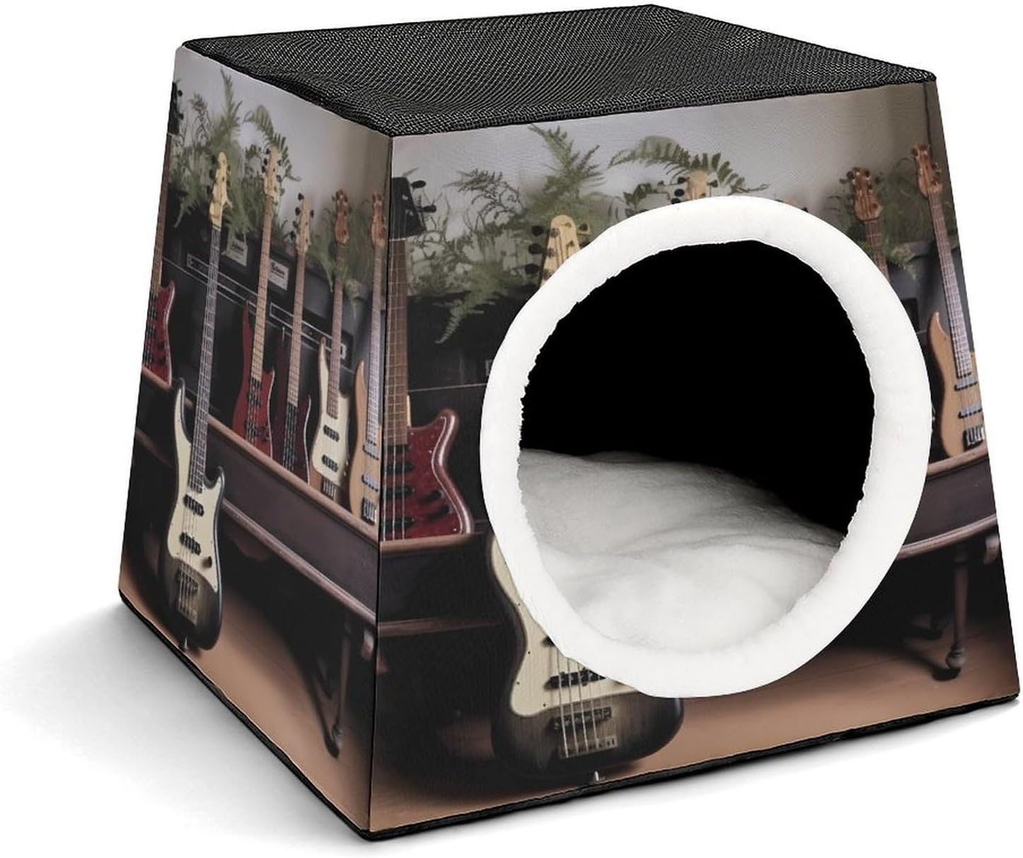 Pet Sleeping Nest Bed, Guitar Bass Music Musical Instruments Printed Dog House Cat Nest, Winter Pet House are Suitable for Most Cats, Dogs, and Other Small Pets