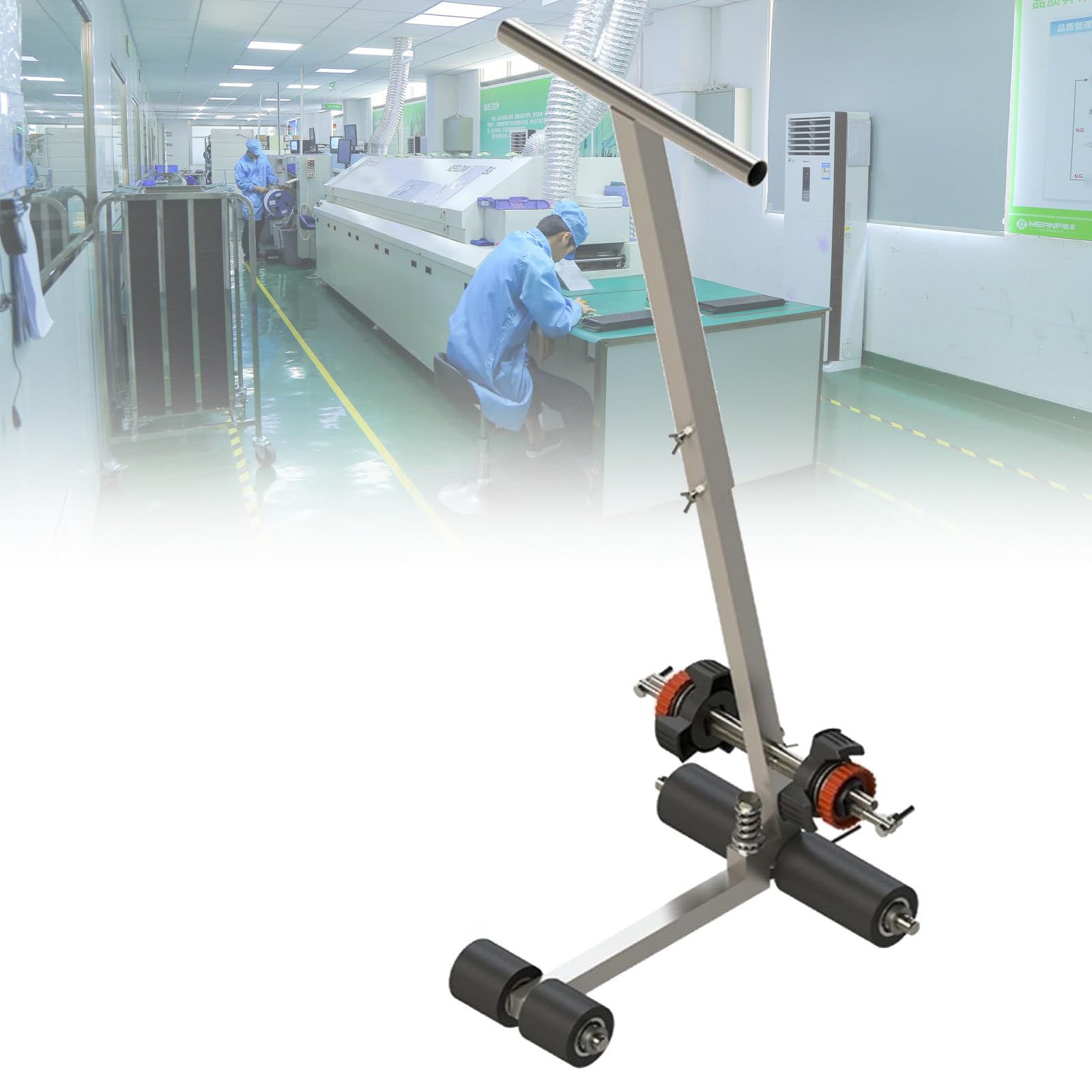 asdchZen Tape Marking Machine, Hand-Push Tape Sticking Machine, Lane Marking Applicator, With Rubber Roller, Manual Floor Tape Applicator