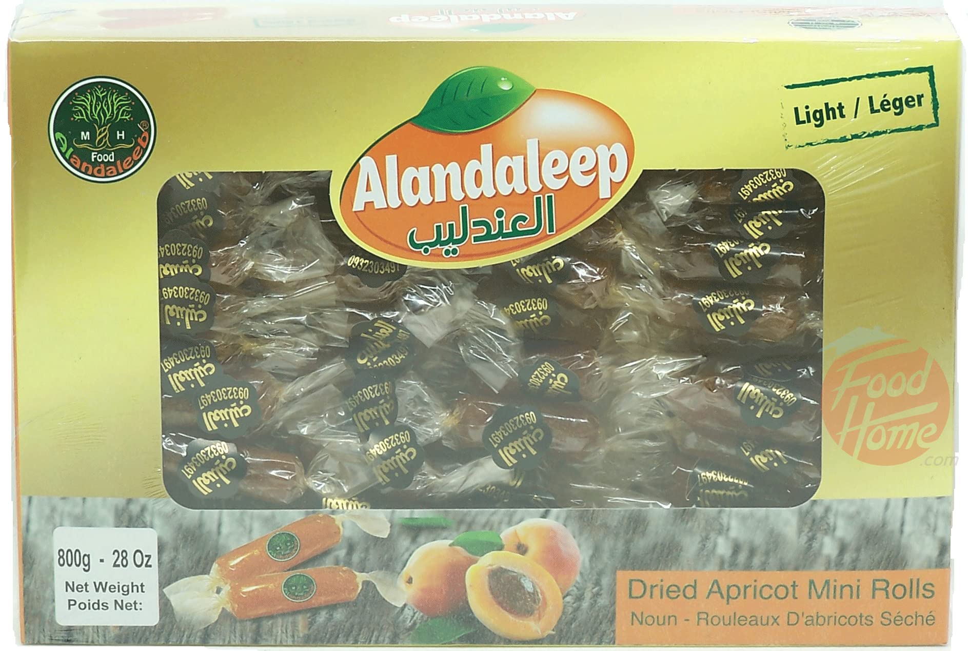 Alandaleep dried apricot mini rolls, light, individually wrapped in 800-gram box