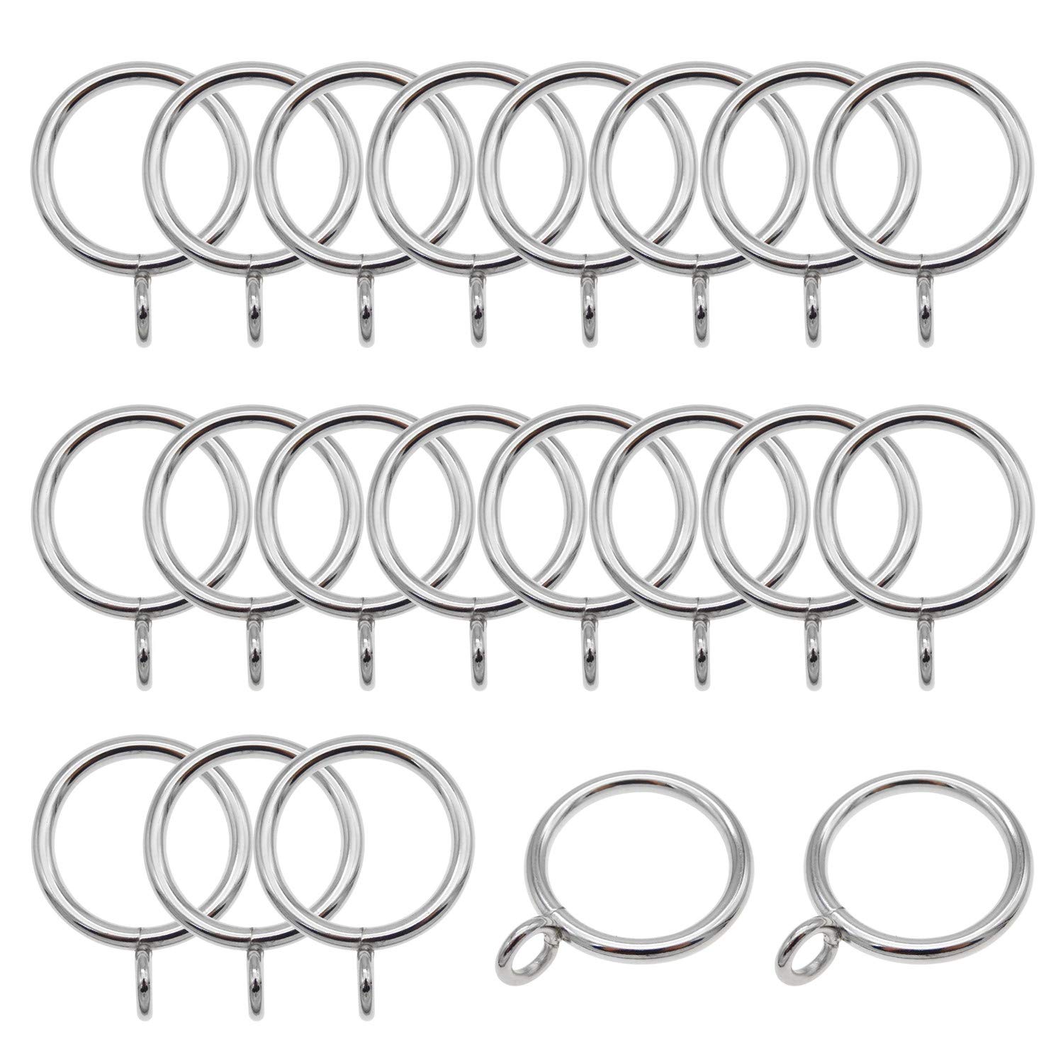 10 PCS 45mm Silver Durable Iron Metal Curtain Rings Curtain Pole Rings with Eyelet Loops Drapery Hoops Accessories