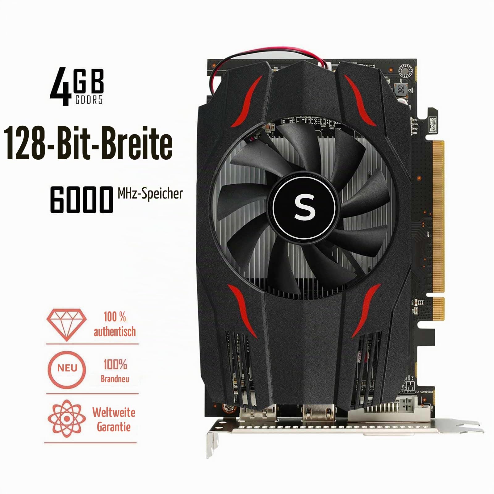 Radeon RX 550 Grafikkarte, 4GB, GDDR5, 128-Bit, DisplayPort DVI-D HDMI, ITX Design, PC Graphics Card Gaming, Support 4K Display, Computer GPU