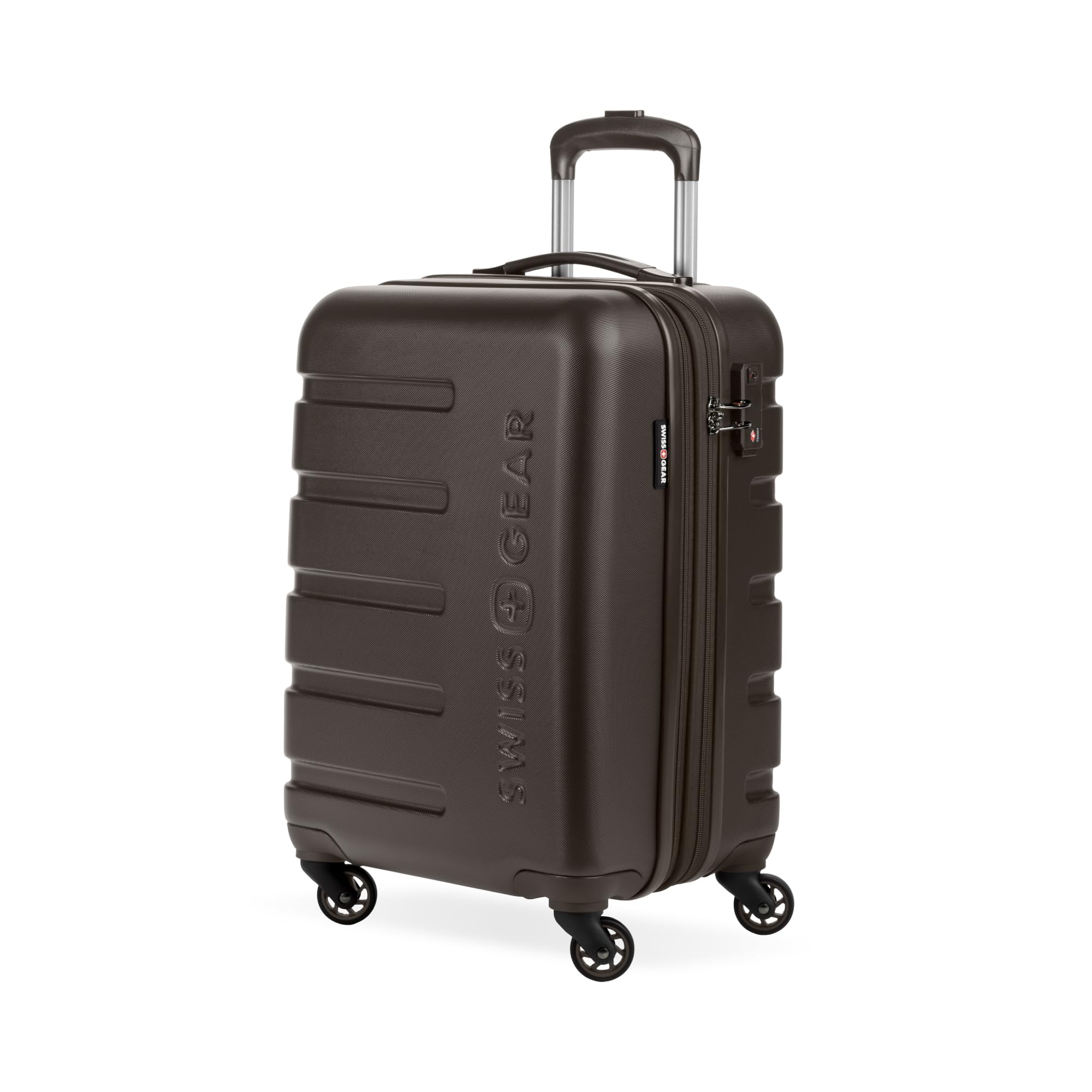 SWISSGEAR Signature Hardside Expandable Carry-On Spinner Luggage, ABS Construction, TSA-Friendly Lock, and Built-In Cupholder, Chocolate, 19-Inch