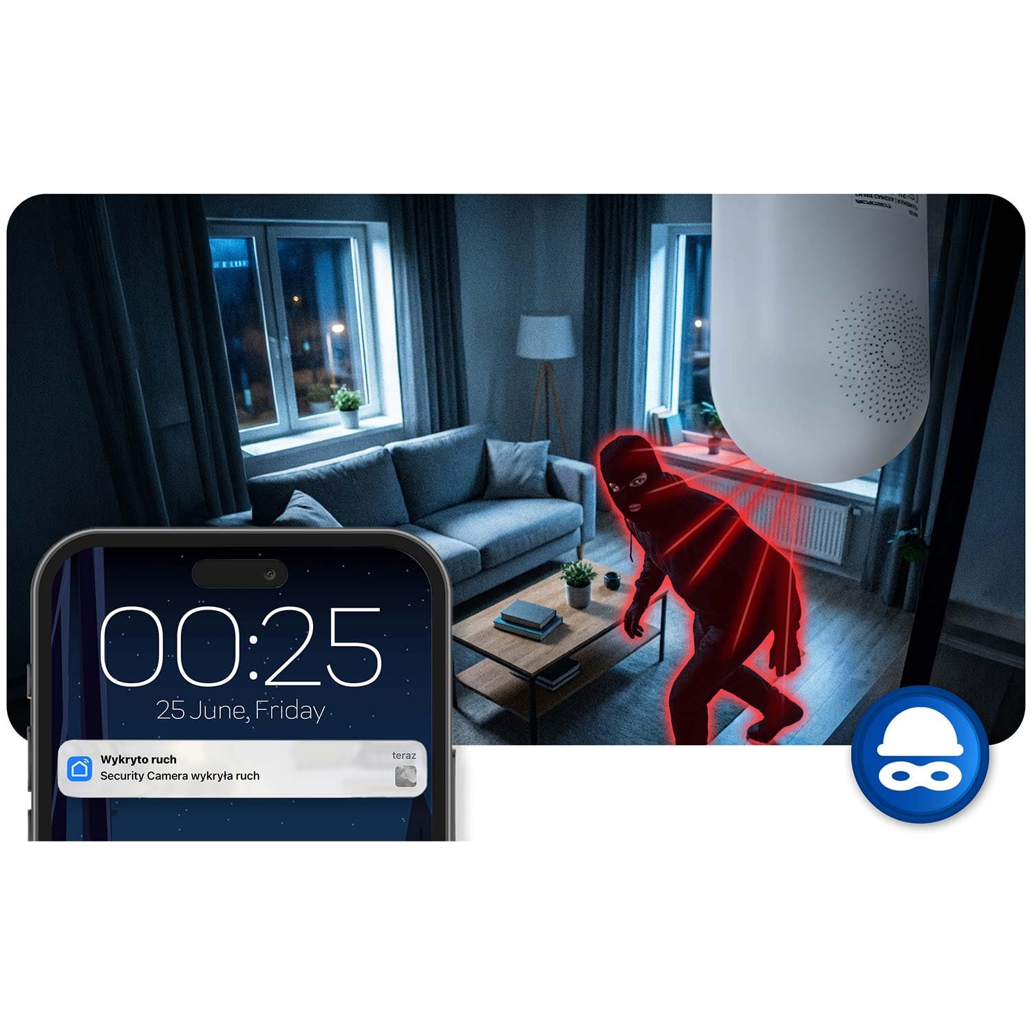 Berdsen Vigilabebés con cámara WiFi IP de 5 MP Tuya - ángulo de visión de 109°, orientable 355°/60° - Modo Nocturno, detección de Movimiento, Audio bidireccional, microSD