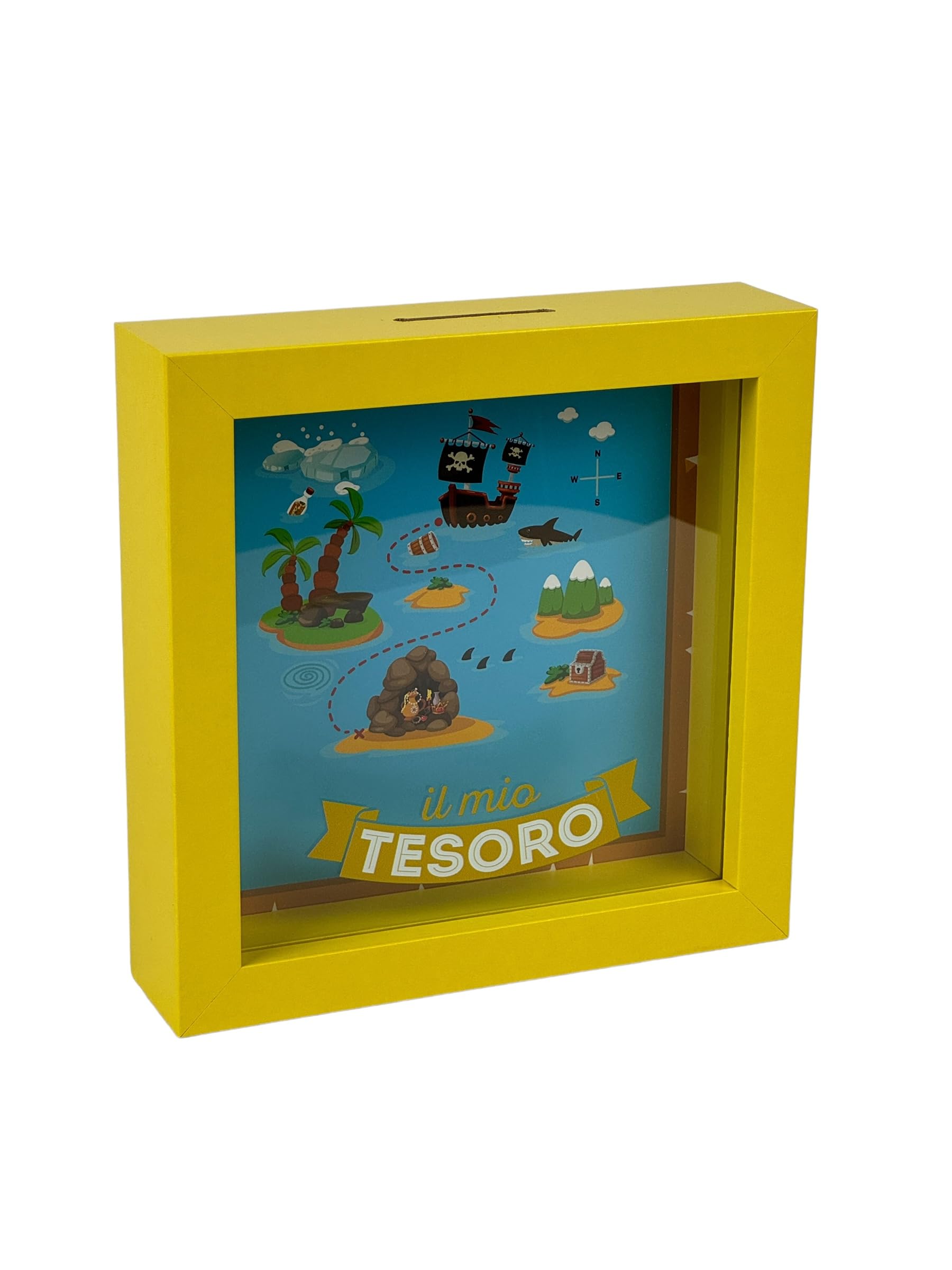 My Treasure Decorative Piggy Bank - Yellow Frame with Pirate Design - Savings Box