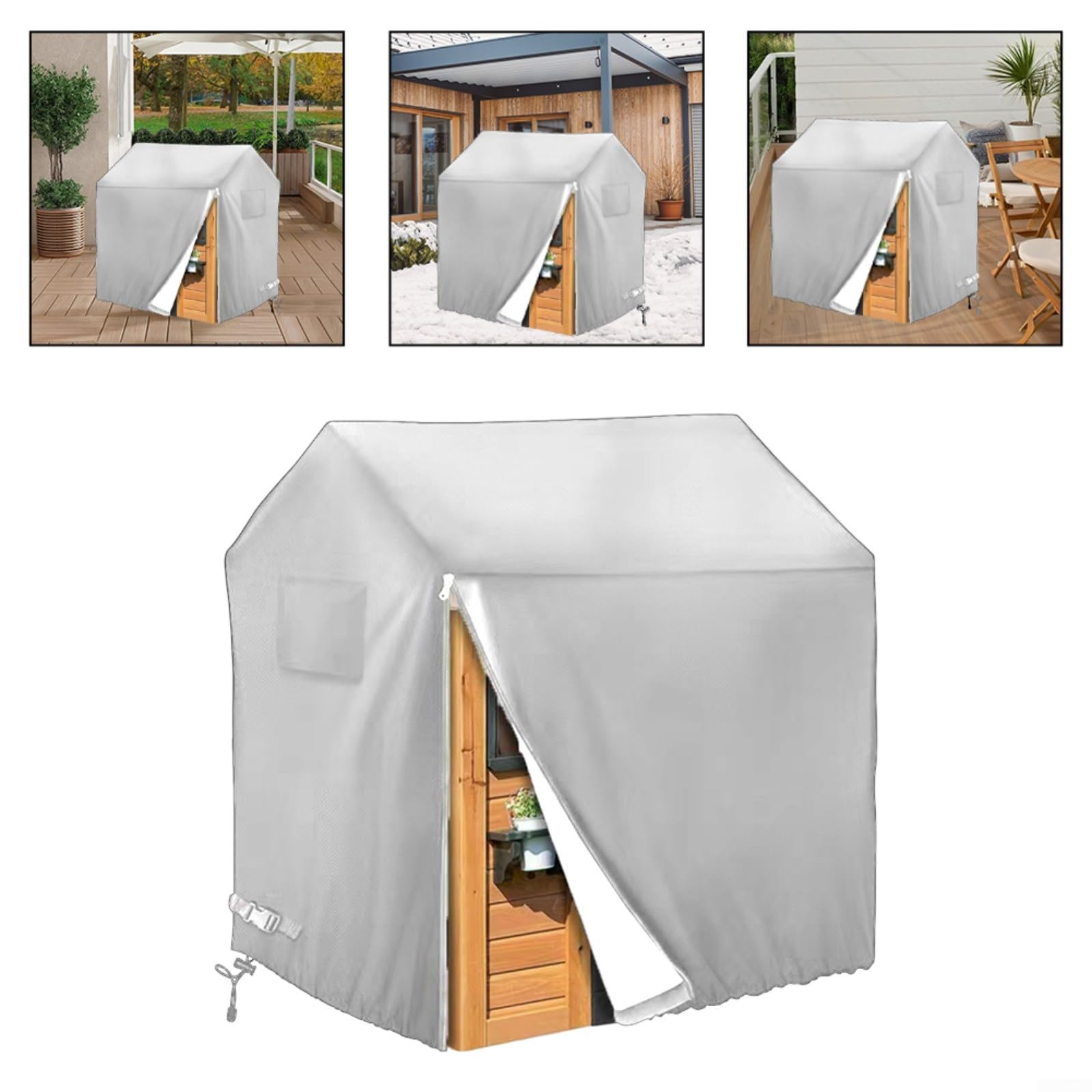 Copertura impermeabile per casetta da giardino, in plastica e legno, copertura per casetta dei giochi in tessuto Oxford, protezione dalle intemperie con coulisse inferiore (110 x 120 x 140 cm)