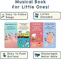 Vista 4 de LEARNING BUGS Rimas infantiles: canta junto con 28 canciones favoritas de guardería, libros musicales para niños pequeños, libro de música de 28