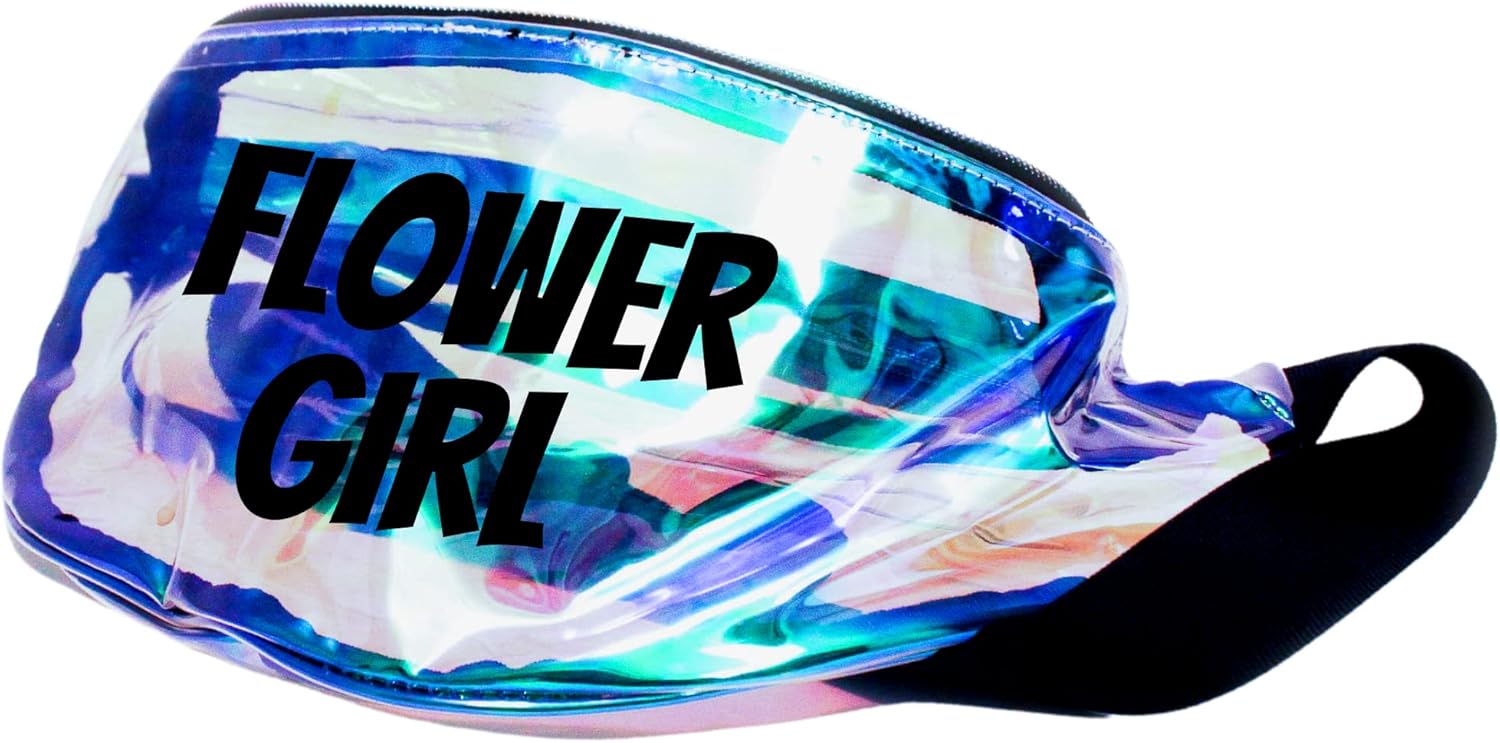 Flower Girl Holographic Metallic Fanny Pack (Rose Gold w/White Text)