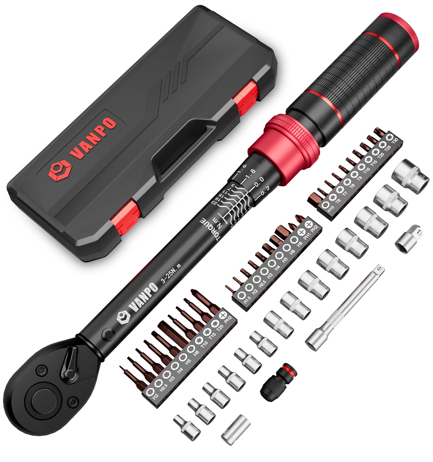 Chiave Dinamometrica 1/4 1-25NM | Set 13 Pezzi Con Bussole | Alta Precisione ±3% | Per Bici, Moto E Auto | Custodia Portatile - Foto 7