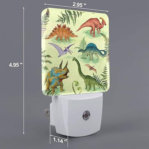 Miniatura 2 de Luz nocturna de dinosaurio, luces nocturnas LED enchufables, lámpara con sensor automático del atardecer al amanecer para dormitorio, baño, cocina,