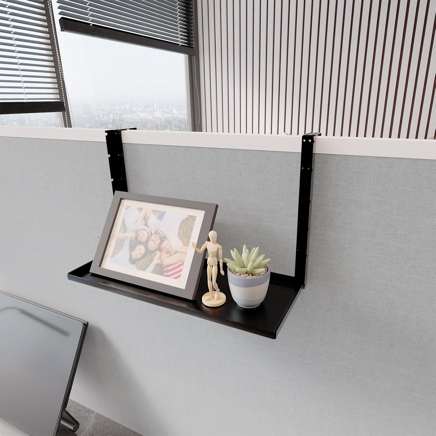 Office Cubicle Shelf - 14.2'' x 5.9'' Storage Organizer Floating Corner Rack Hanging Shelf Height Adjustable Home Office Essentials for Planter Statue Decor Photo Frame