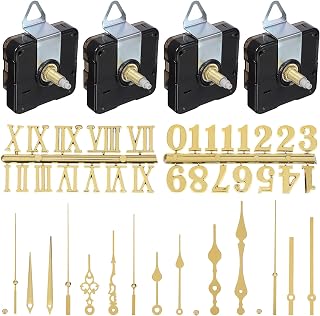 DOITOOL 4 Pcs Quartz Clock Mechanism Kit with 6 Gold Hand Sets