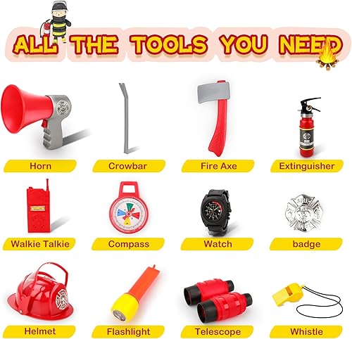Miniatura 5 de deAO Disfraz de bombero y oficial de policía para niños, juego de rol, regalo de Halloween, cumpleaños, Navidad