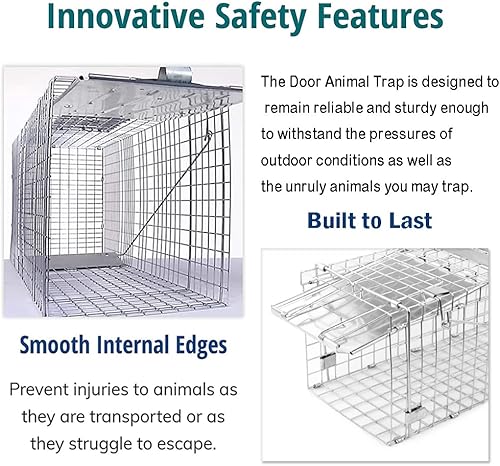 Miniatura 5 de Jaula de trampas para animales vivos de una puerta para conejo, ardilla, zarigüeya, zorrillo, gatito, visón, trampa humana para ratas, captura y