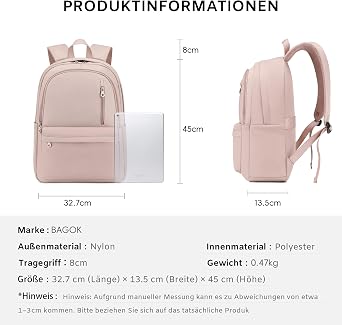 BAGOK Foldable Nylon Backpack Women & Men - Lightweight Large Fashionable & Unisex - School Backpack for Students Travel Work & Everyday Use