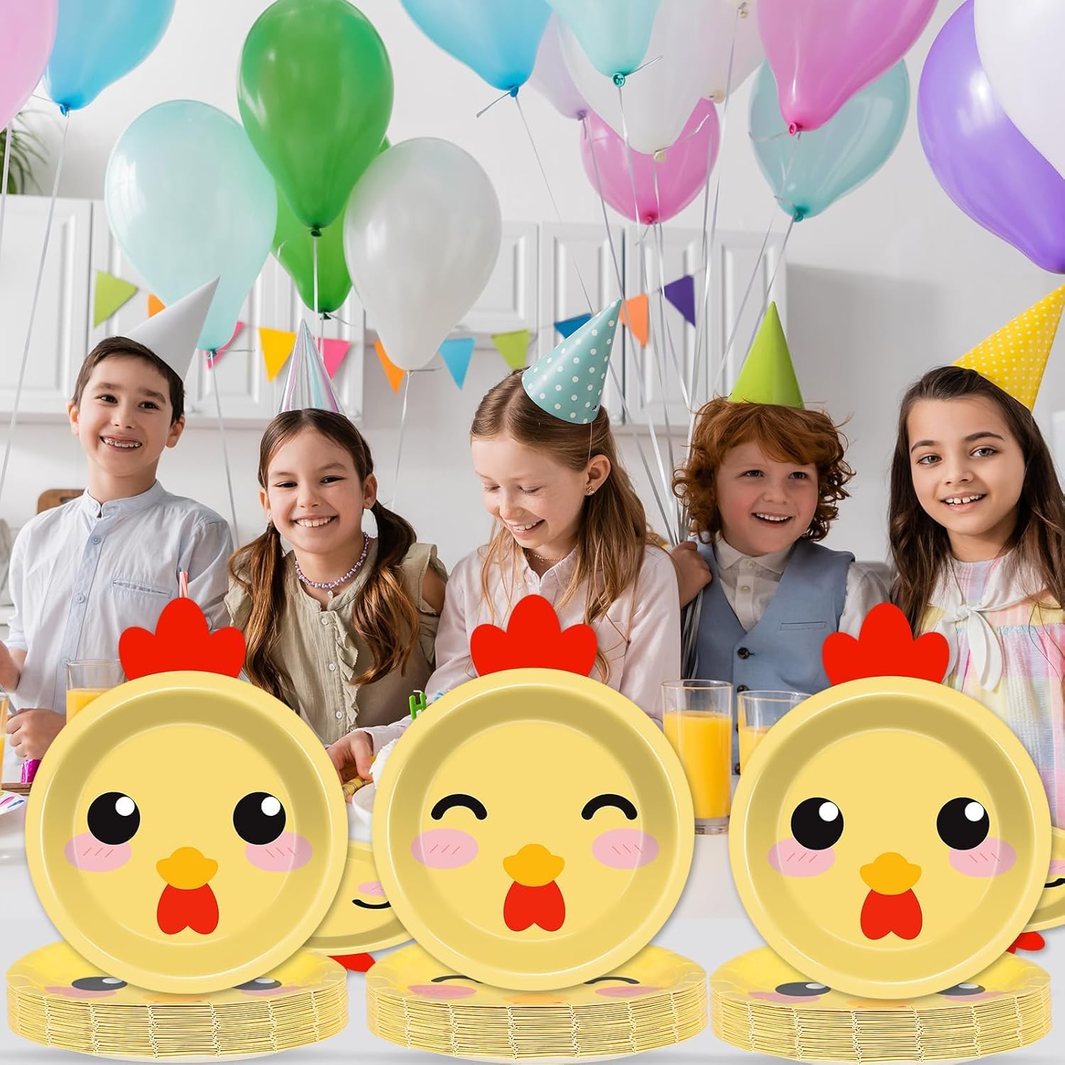 50 Count Chicken Paper Plates Chicken Shaped Disposable Plate Barnyard Farm Animal Theme Tableware Little Chick Birthday Party Dinnerware for Easter Gender Reveal Baby Shower Birthday Party Decoration