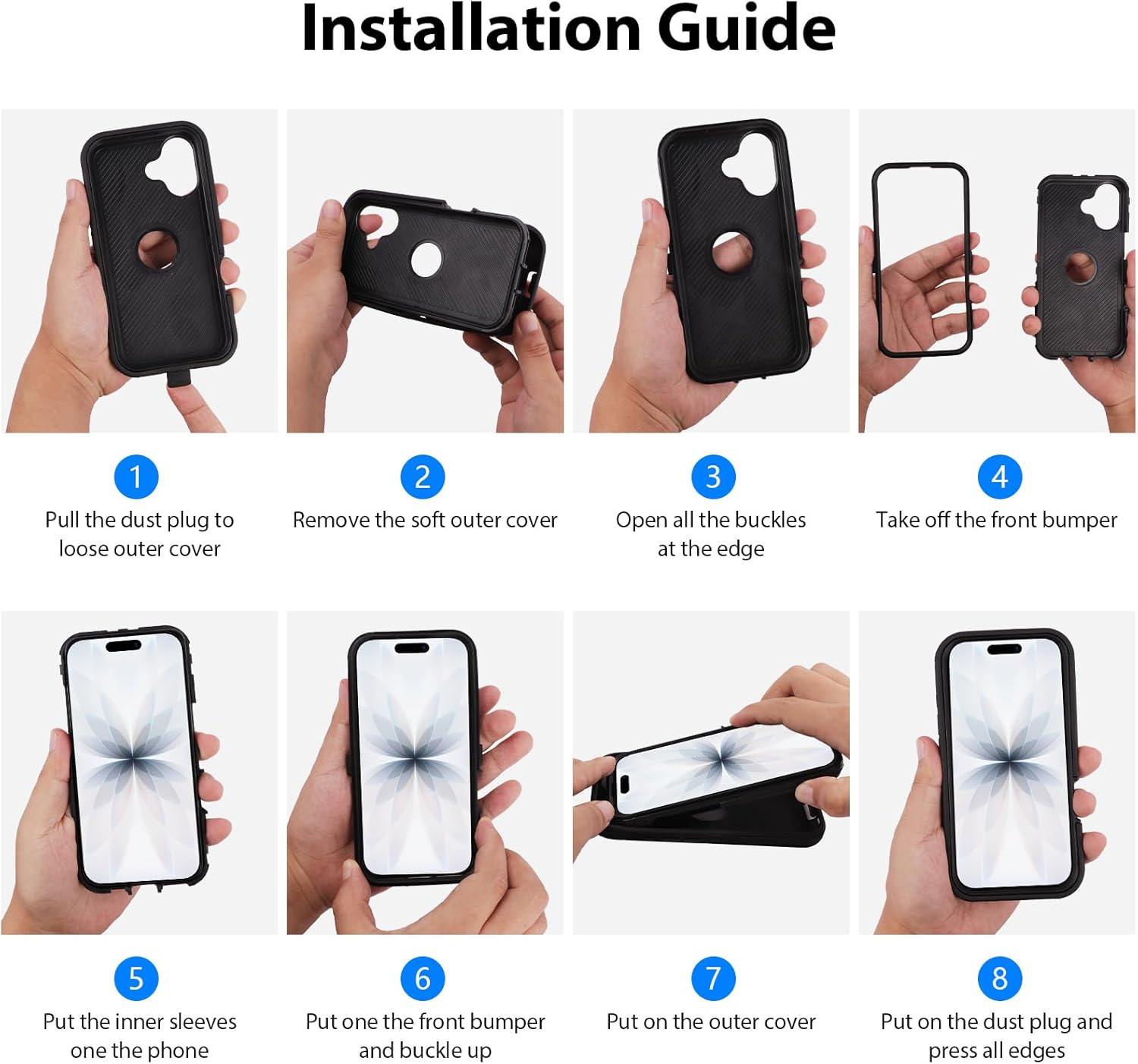 COOYA for iPhone 17 Pro Max Case Full Body Drop Protection Rugged Case Shockproof 3-Layer Heavy Duty Hybrid Non-Slip Rubber Phone Cover Front Bumper Hard Shell for iPhone 17 Pro Max 5G 6.9''Black+Pink - Image 7