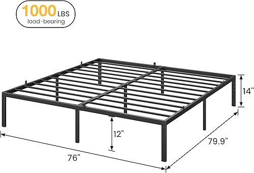 Miniatura 40 de IDEALHOUSE Marco de cama matrimonial de 6 pulgadas, no necesita somier, marco de cama de perfil bajo, plataforma de metal resistente de 6 pulgadas,
